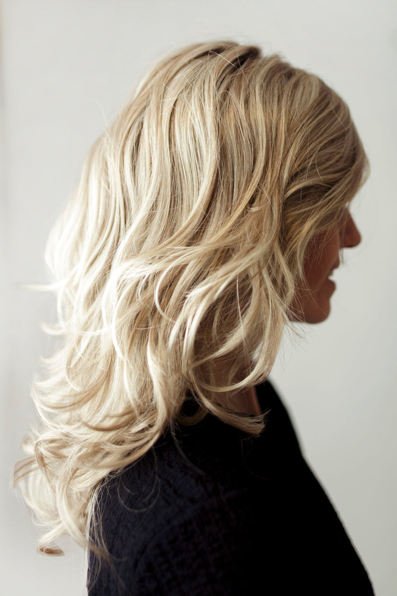 rh1488rt8 dark blonde with lightest blonde highlights and golden brown roots